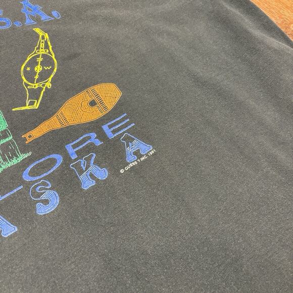 Vintage Guess USA Shirt Mens XL 90s Explore Alaska Nature Georges Marciano Black - Picture 5 of 6